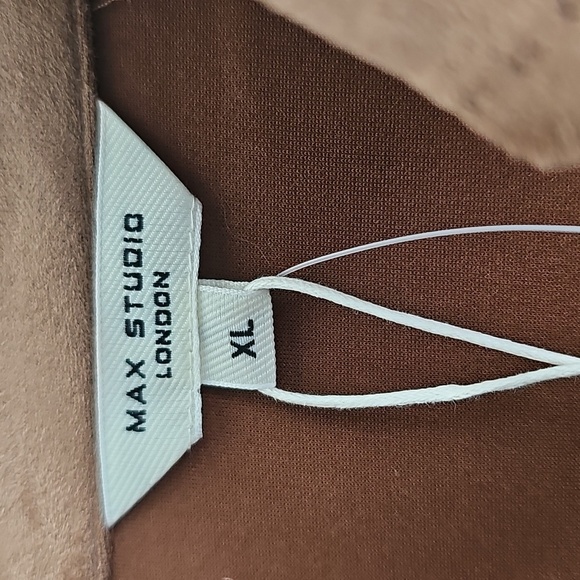 NWT Max Studio Utilatarian Zip/Button Closure Faux Suede Jacket Pockets XL Camel - Picture 14 of 14